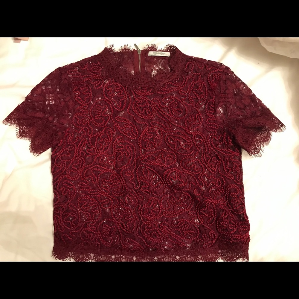 Wine red Zara lace top